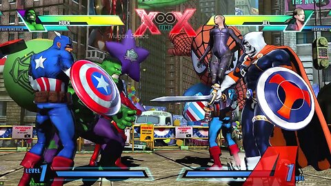 Captain America & Hulk & Iron Man VS Captain America & Jill & TaskMasterI Ultimate Marvel vs Capcom3