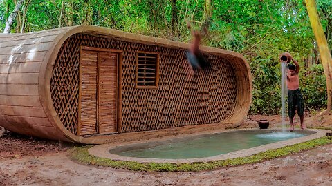 100 Days Building A House in Forest With A Swimming Pool