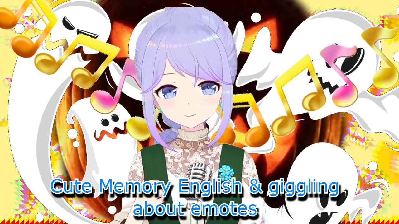 Vtuber utakata memory being cute during Her Halloween karaoke Memoglish & laughing about chat emotes