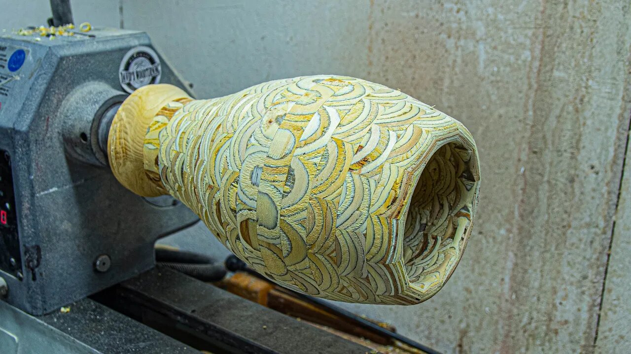 Woodturning and Carving - My Biggest and Most Beautiful Vase from Plywood