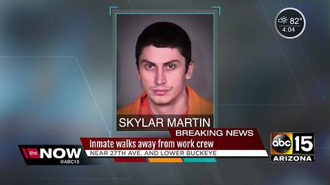 Inmate walks away from work assignment in west Phoenix