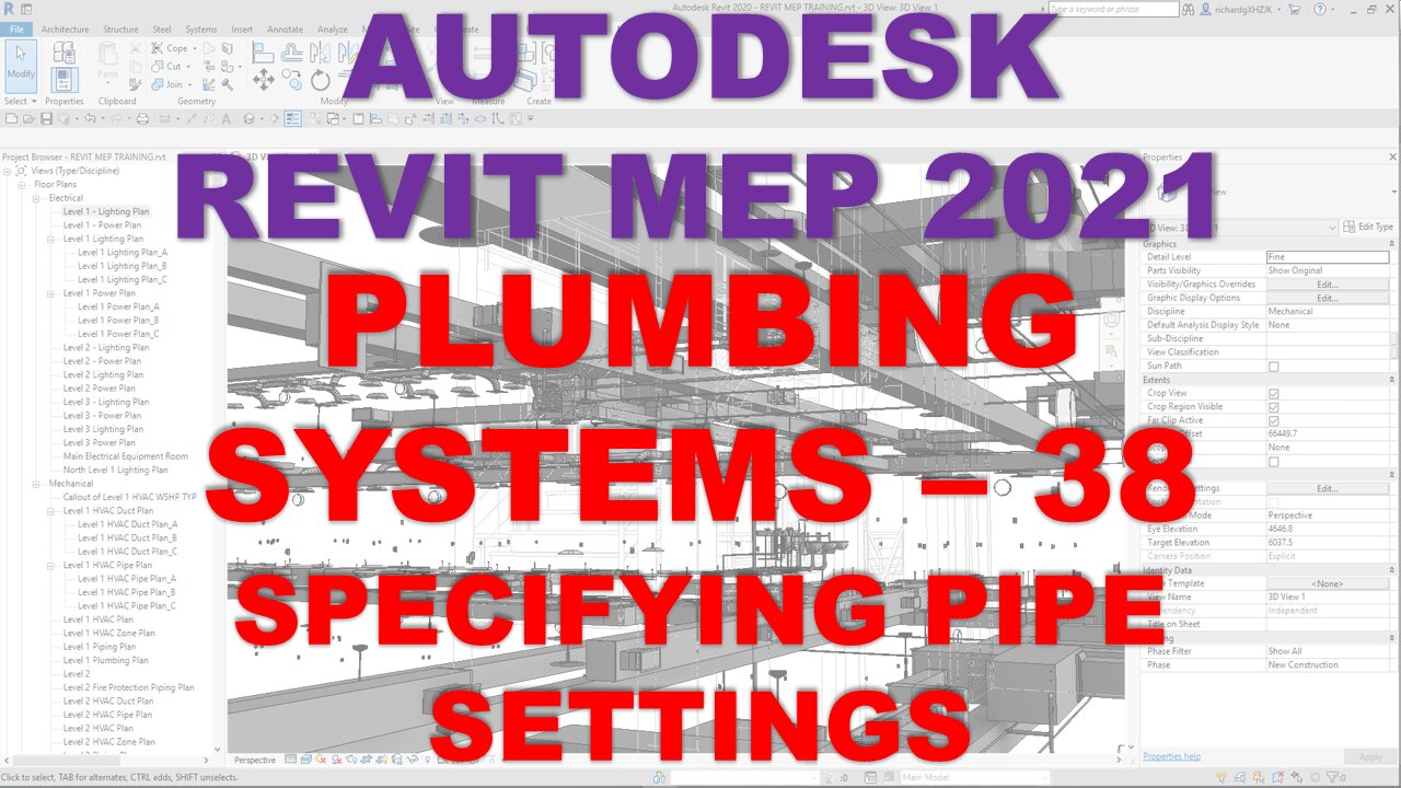 Autodesk Revit MEP 2021 - PLUMBING SYSTEMS - SPECIFYING PIPE SETTINGS