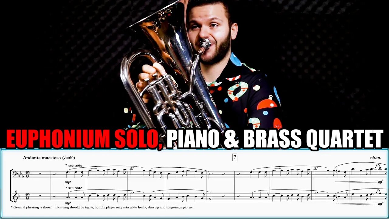 2 VERSIONS of CHRISTMAS EUPHONIUM SOLO "O Holy Night" by Adolphe Adam. Sheet Music Play Along!