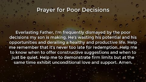 Prayer for Poor Decisions (Prayer for Wayward Son)