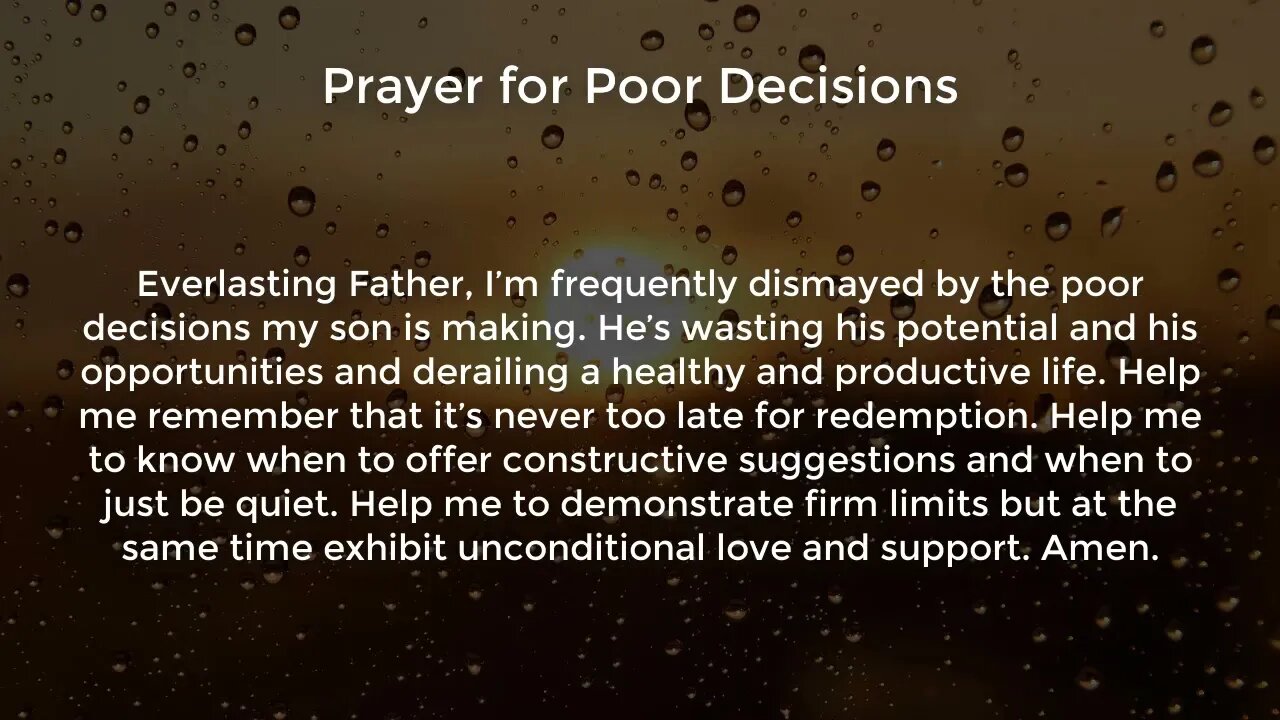Prayer for Poor Decisions (Prayer for Wayward Son)