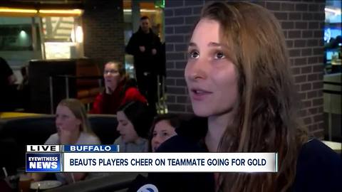 Beauts players cheer on teammate going for gold