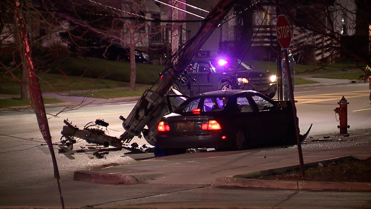 Police, EMS respond to crash involving car vs. pole