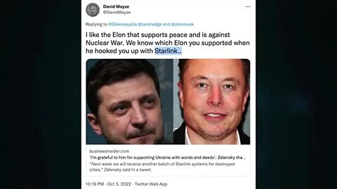 Elon Musks cashflow concerns re NWO & collapse of EU&UK, receives 2 fingers from Ukraine Nazi Junta