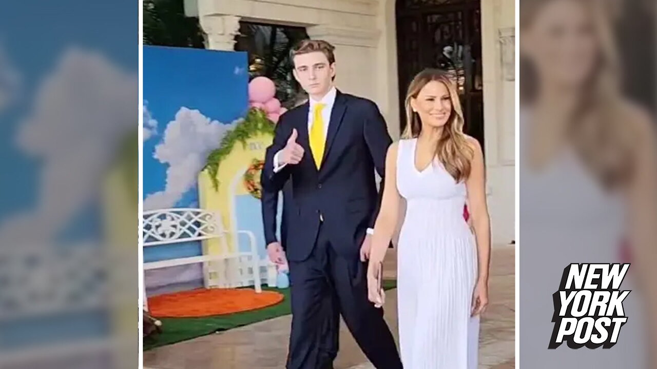 6-foot-7 Barron Trump towers over mom Melania in rare appearance with The Donald