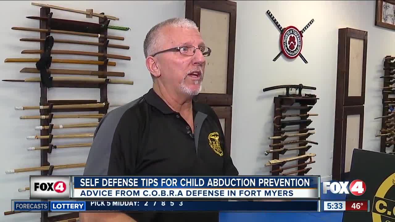 Child Abduction Prevention instructor shows helpful ways to escape dangerous situations