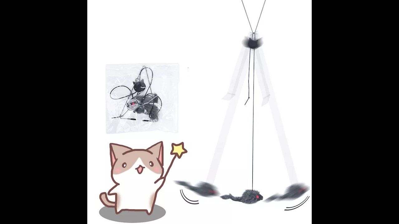 Cat Toy Self-hey Hanging Door Retractable Cat Scratch Rope Mouse Cat Stick Pet Cat
