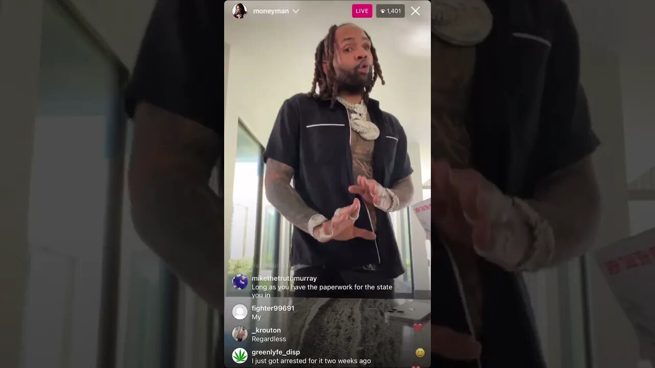Money Man Instagram Live: Money Man Finds Out Live Gun + Weed = JailTimeđź’€ 12.02.23.