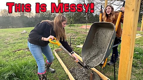 Concrete FAIL! Putting The Girls To Work On The Predator Proof Chicken Coop Build.