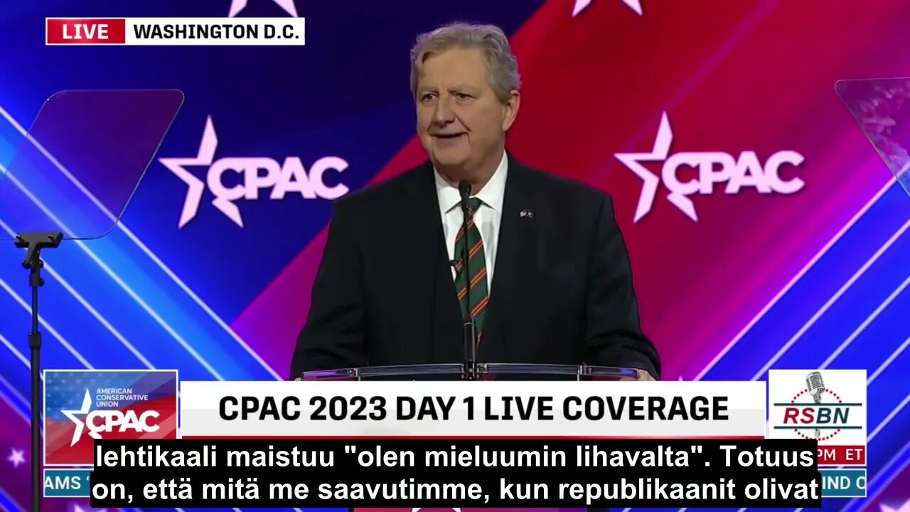 FULL SPEECH: Sen. John Kennedy (LA) - CPAC Washington D.C. - Day One - 3/2/2023 Tekstitys suomeksi