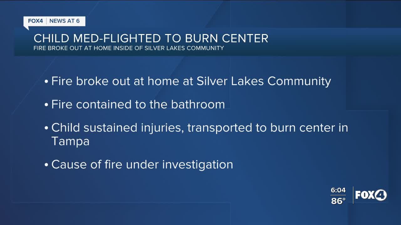 Child med-flighted to burn center