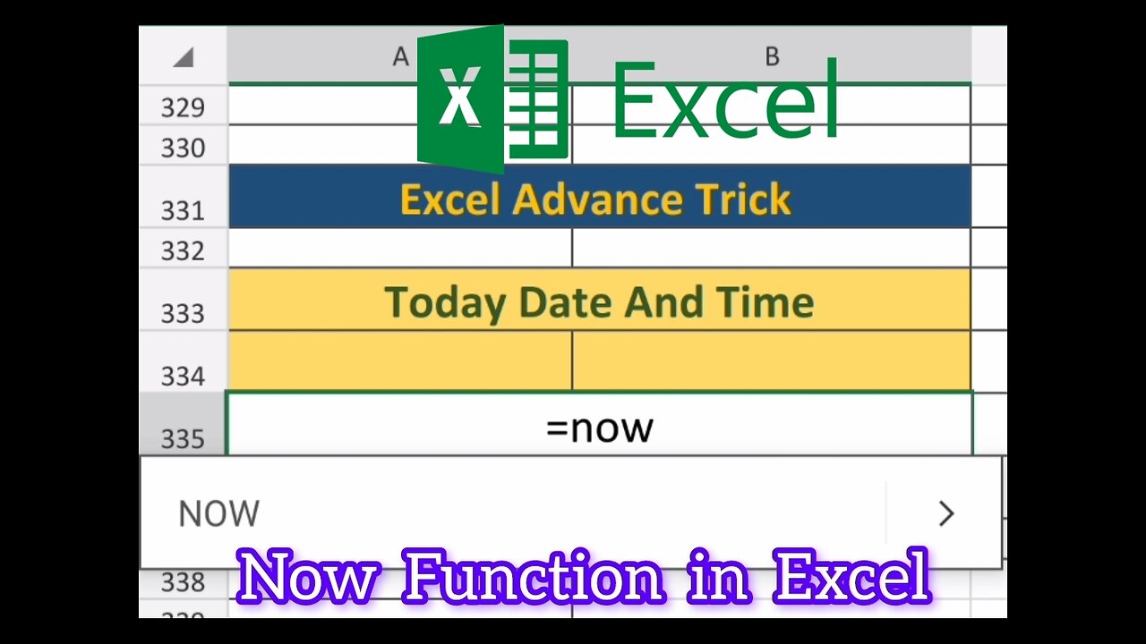 How to Find Current Date and Time in Excel #now