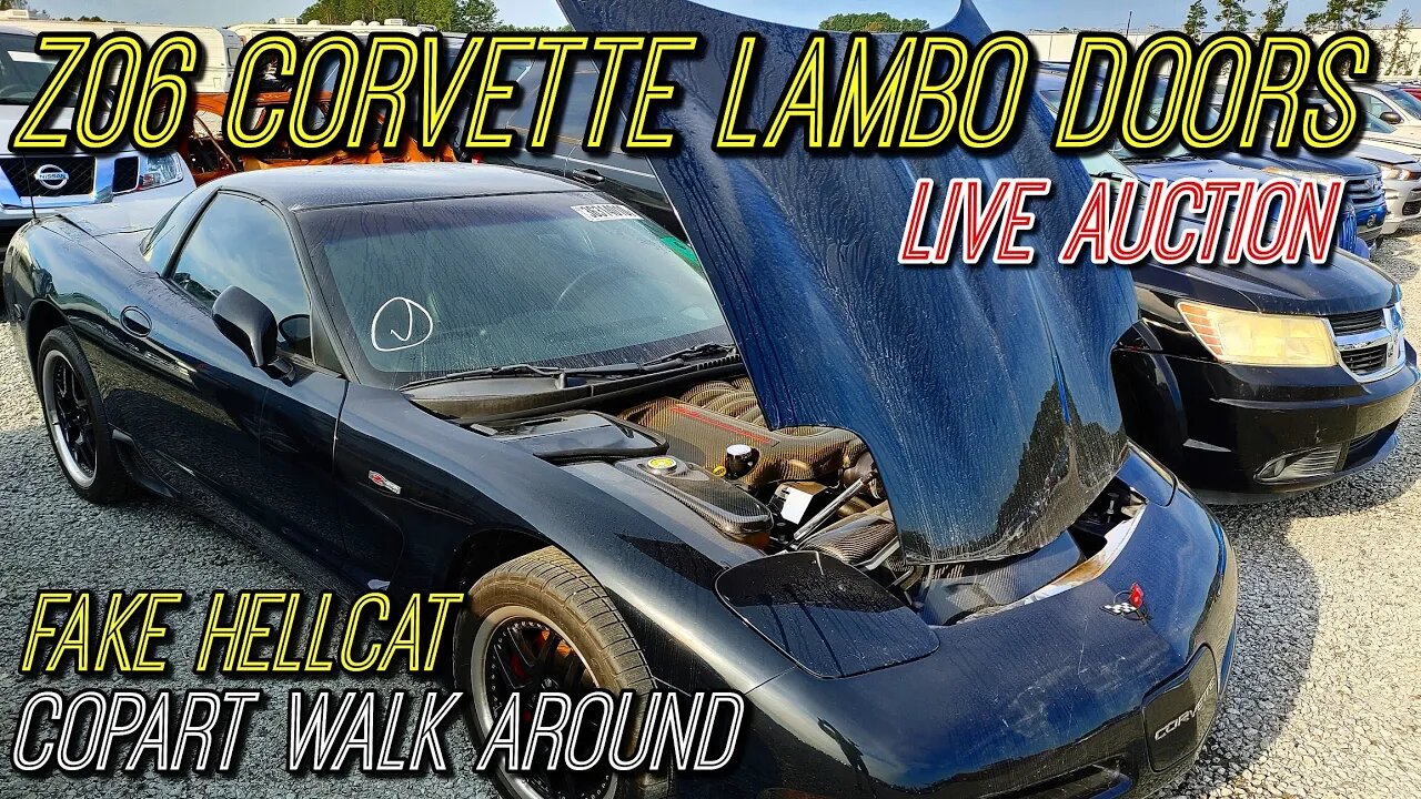 Copart Walk Around & Live Auction, Corvette Z06, Challenger RT, Fake Hellcat and more