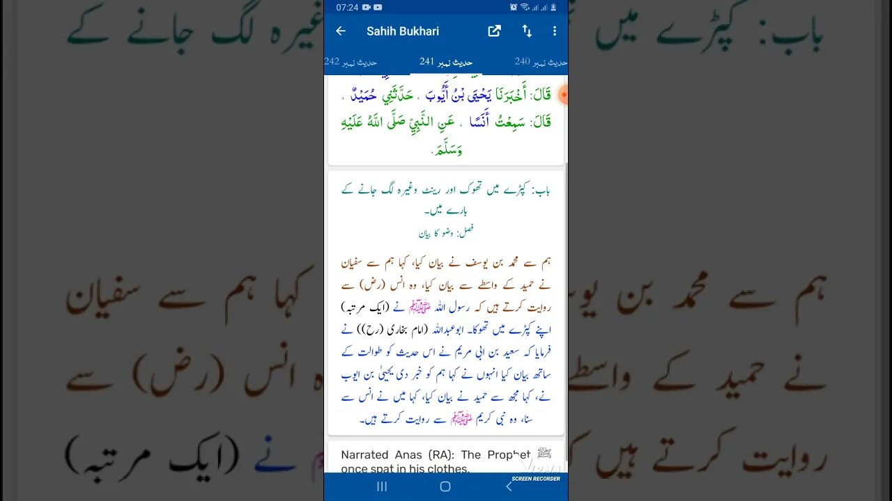 Hadees SHARIF Sahi bukhari SHARIF hadees number #241 #242 in arbic urdu and English language