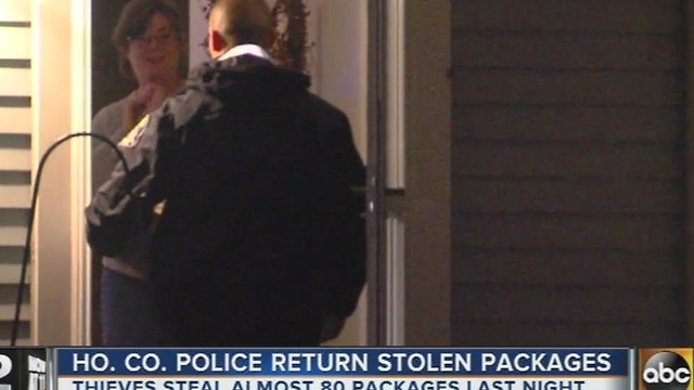 Police deliver dozens of packages that were stolen from Howard County homes