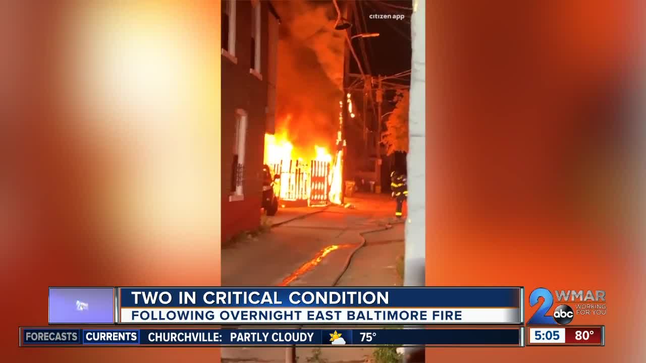 Two people in critical condition following East Baltimore fire