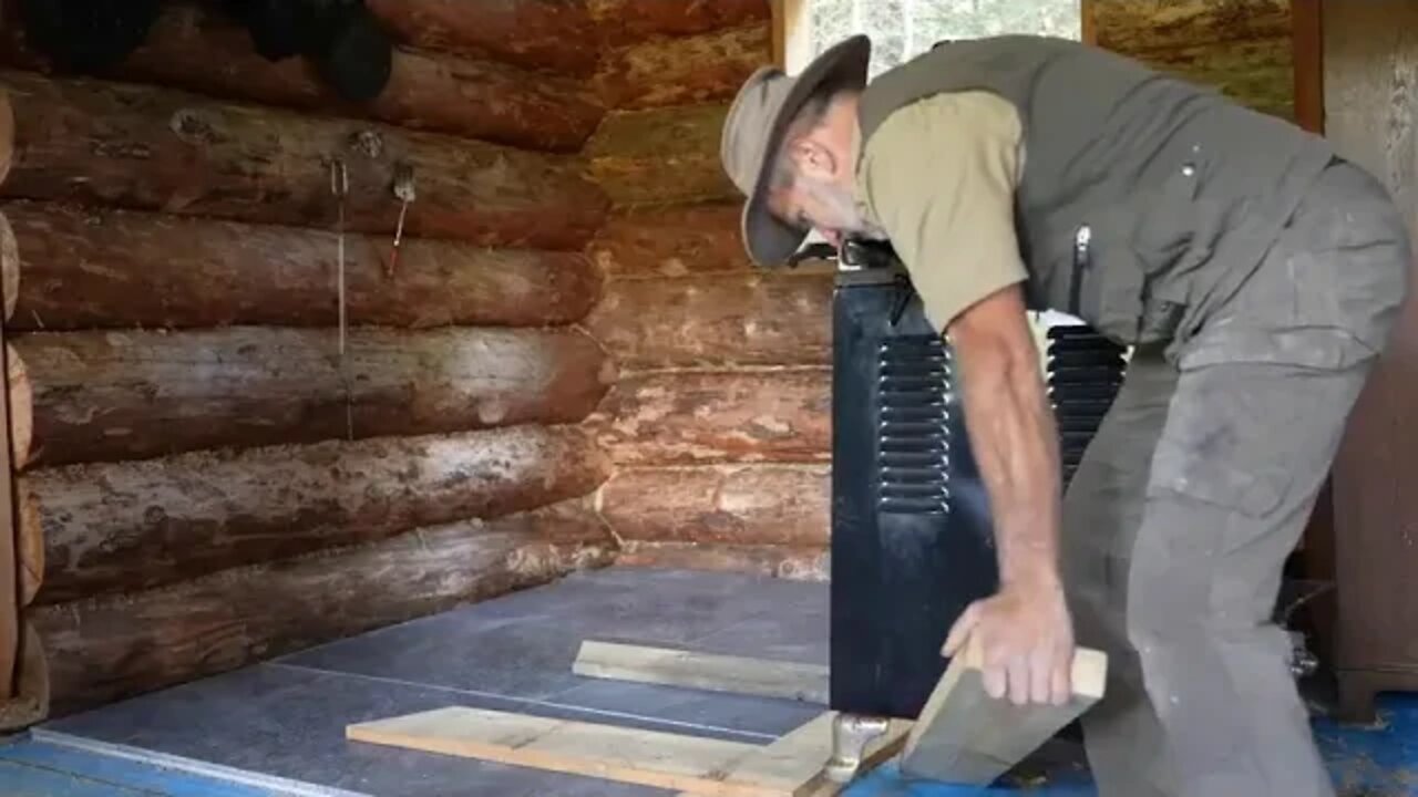 Porch Overhang, Install Windows, Stone Floor, Garden Harvest, Off Grid Log Cabin B