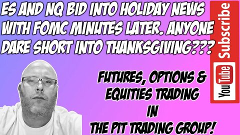 Holiday News & FOMC Minutes Later - ES NQ Futures Premarket Trade Plan - The Pit Futures Trading