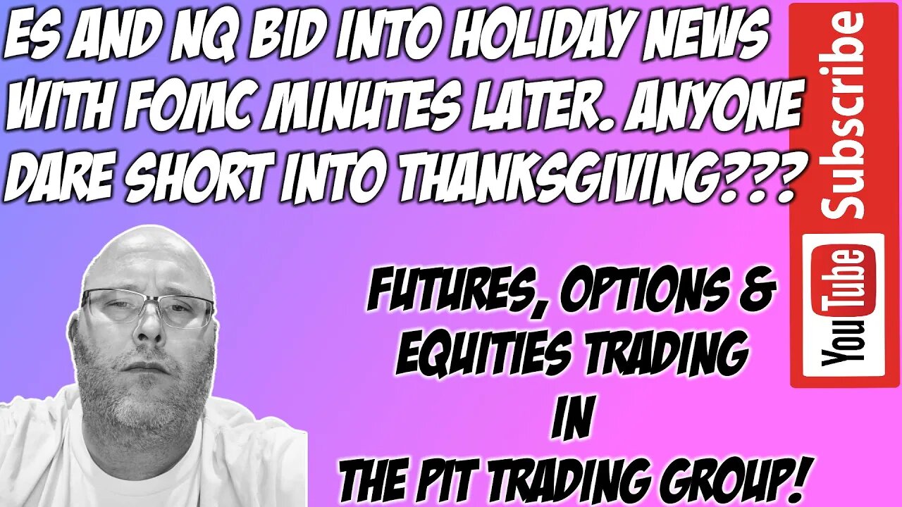 Holiday News & FOMC Minutes Later - ES NQ Futures Premarket Trade Plan - The Pit Futures Trading