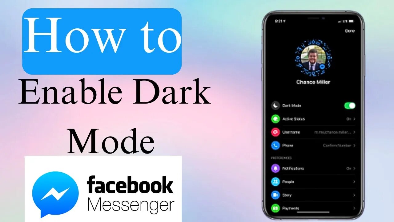 How to turn on dark mode on facebook messenger