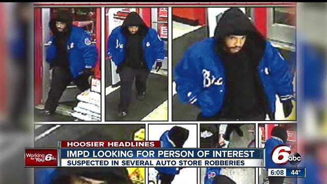 Man wanted in connection with several auto store robberies in Indy