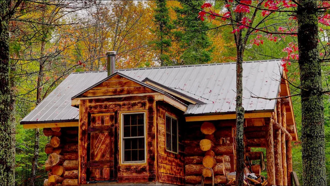 Installing a Metal Roof on my Off Grid Log Cabin, Cabin Build Alone Ep27