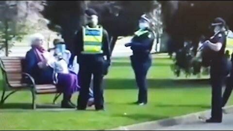 COMMISTRALIA: The brutal police mob are now arresting "dangerous" old ladies sat on a bench