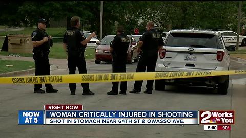 Woman found shot in the stomache
