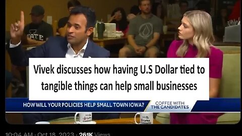 Vivek coffee chat in Iowa explains how he wants to tie U S dollar to real commodities such as gold