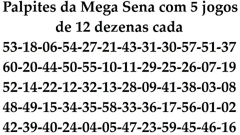 palpites 53 18 06 54 27 21 43 31 30 57 51 37