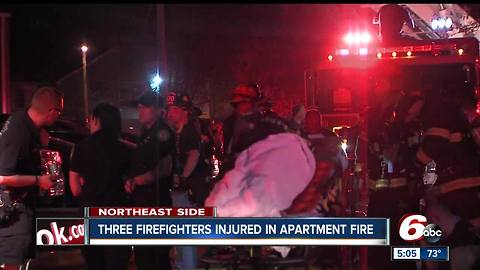 Three firefighters injured while battling large apartment building fire