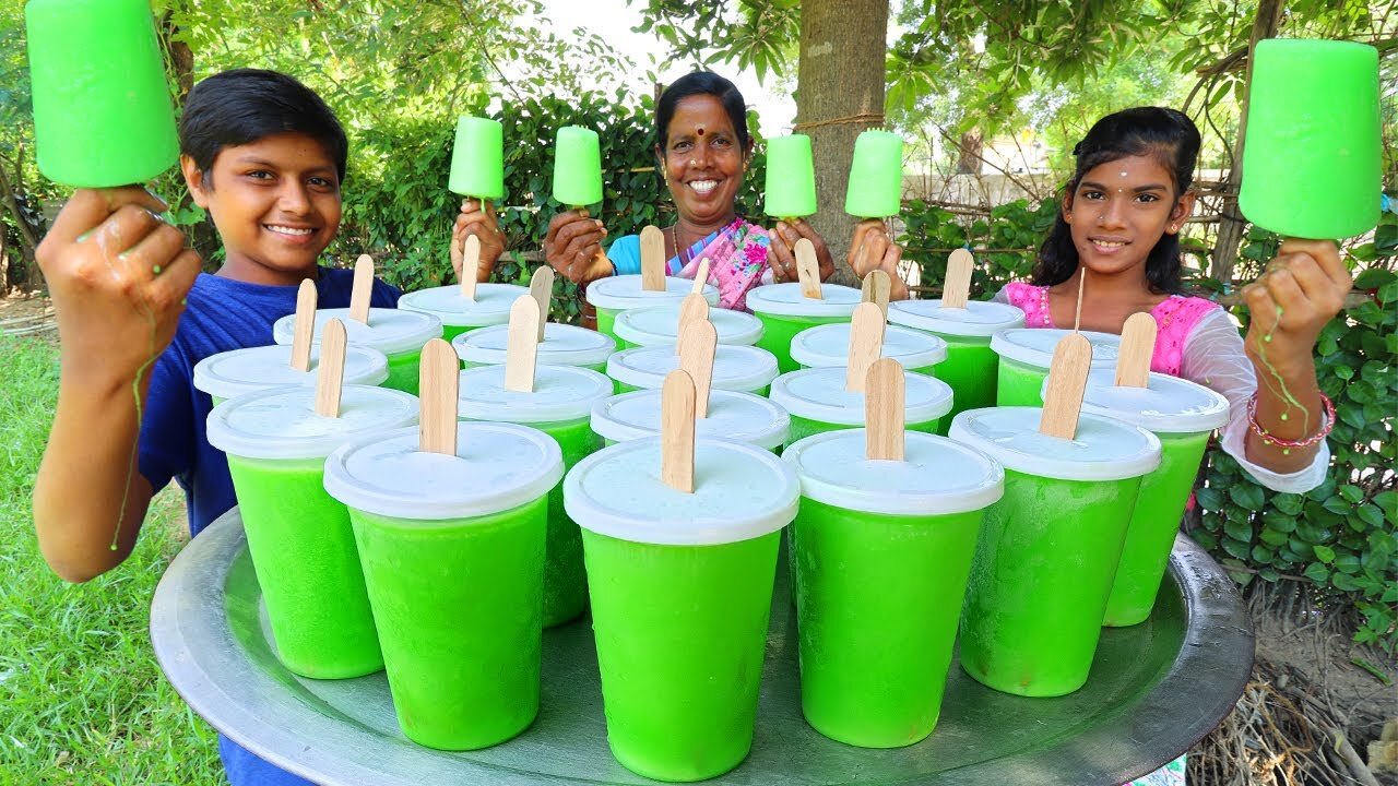 Kuchi Ice Recipe in Tamil | Pista Kuchi Ice | Homemade Milkshake Recipe | Village Fun Cooking