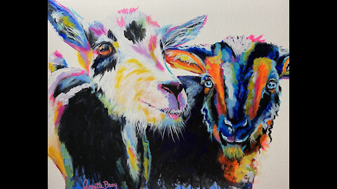 Painting Orchid & Maize - 2 goats