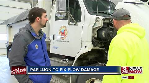 Papillion to fix plow damage