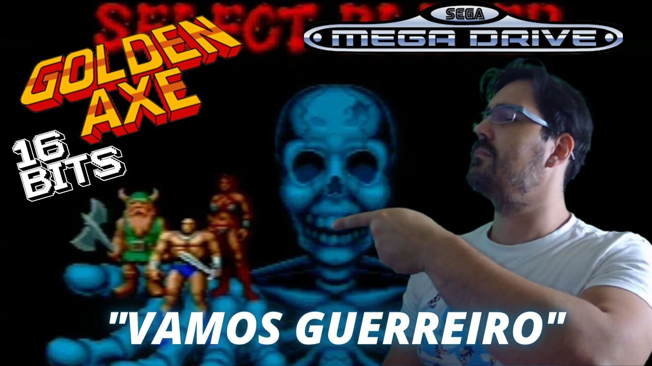 GOLDEN AXE (MEGA DRIVE) GAMEPLAY - Com o guerreiro, encarando monstros e esqueletos