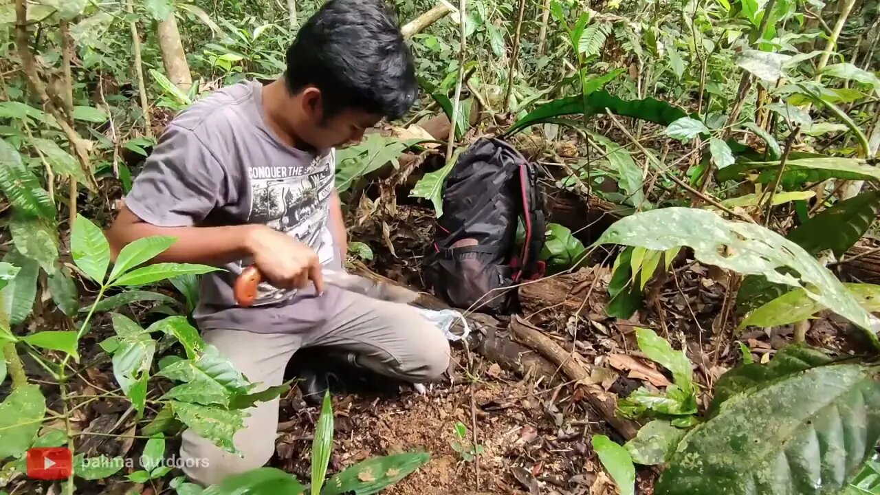 4 # camping hujan deras di pondok kayu lapuk __ tidur nyenyak dalam shelter alami