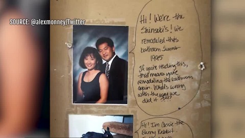 Couple finds message from 1995 inside wall