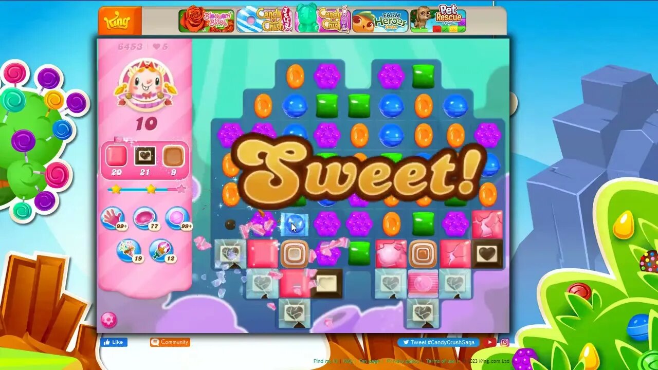 Candy Crush Level 6453 Talkthrough, 19 Moves 0 Boosters