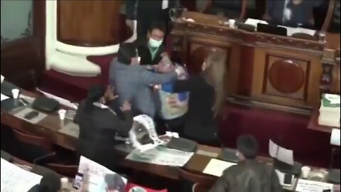 Huge Fight On The Floor of Bolivian Parliament Between Politicians