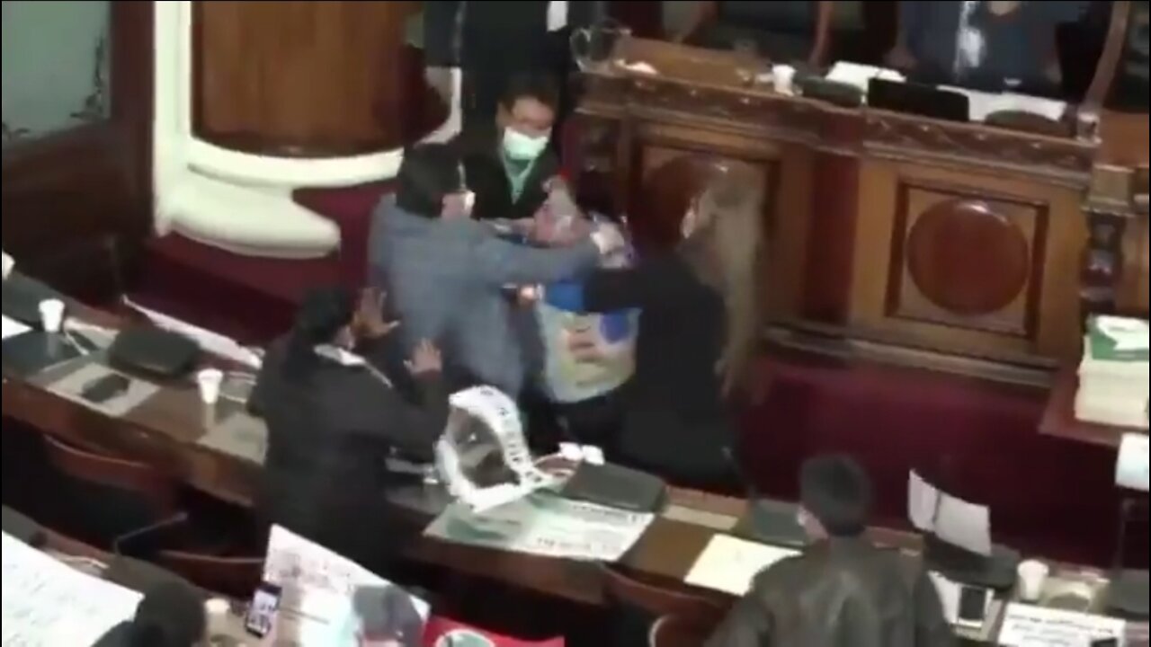 Huge Fight On The Floor of Bolivian Parliament Between Politicians