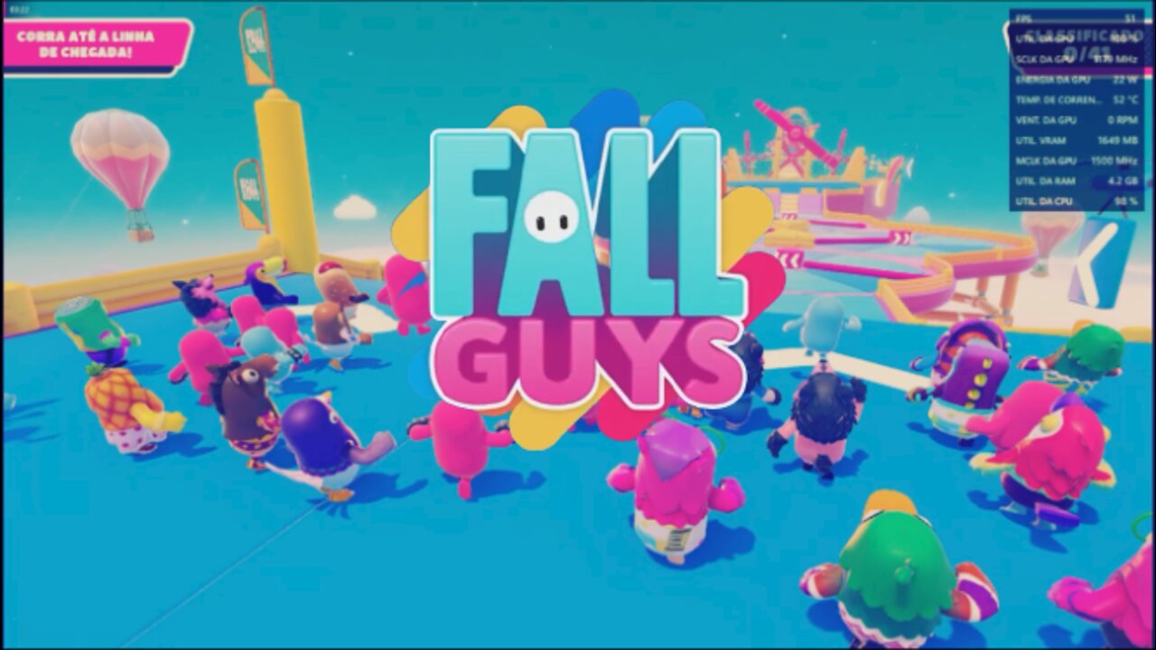 Fall Guys - Frame Rate Test (controle xbox 360 com fio,RX 550 2GB,Core i3 550) gameplay_Free To Play