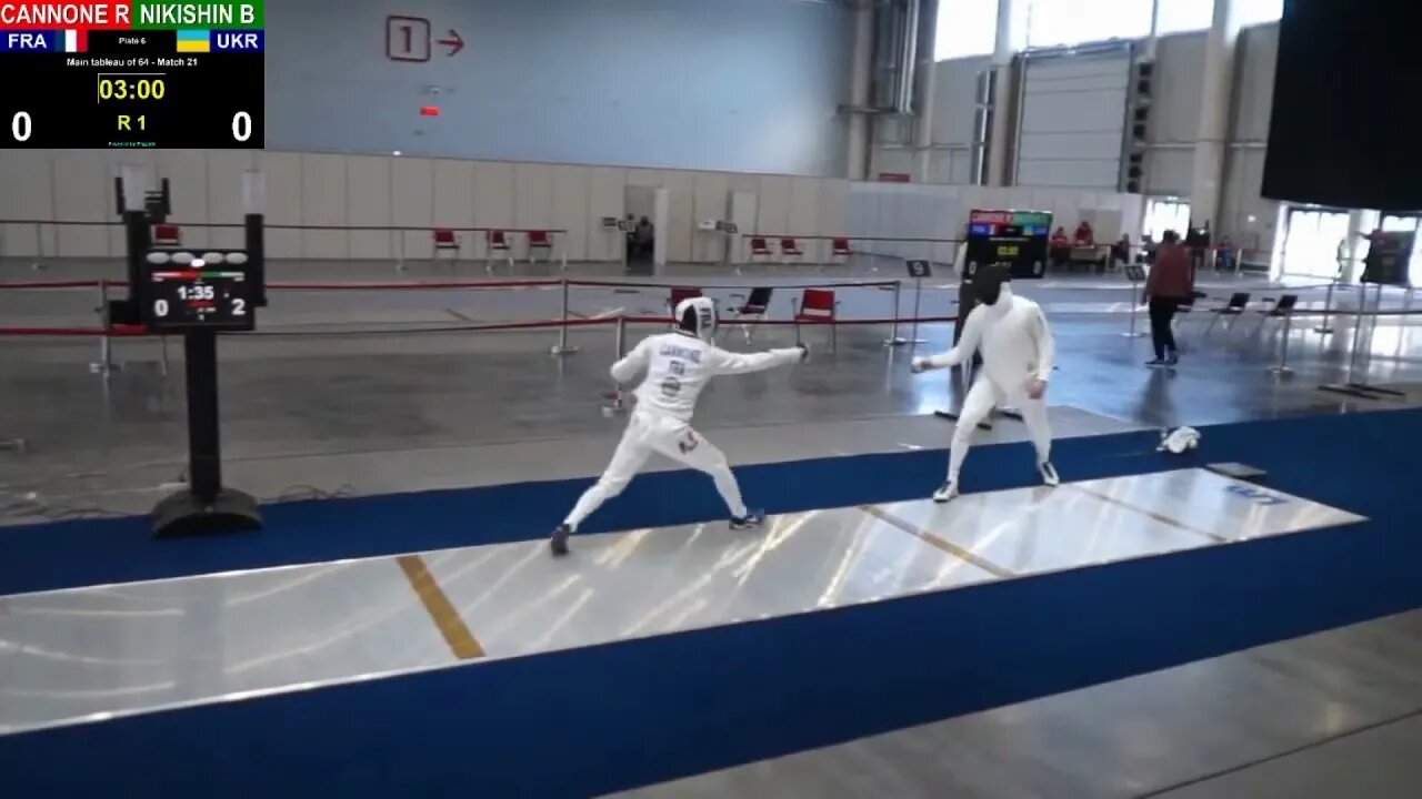 Epee Fencing - Strategies - Feign attacks from a safe distance! | Cannone R vs Nikishin B