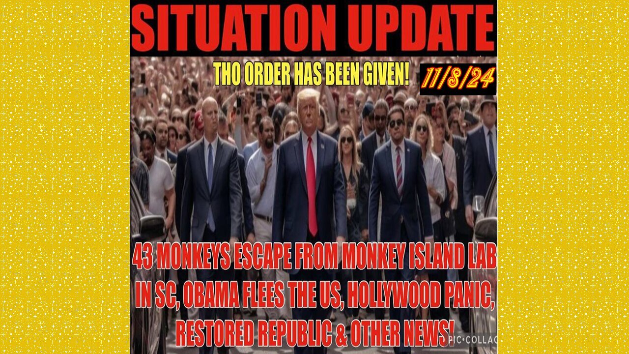 SITUATION UPDATE 11/8/24 - No way out, Monkeys Escape From Lab, Obama Flees Us, Hollywood Panic