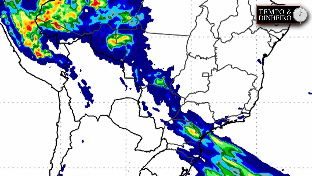 Corredor de chuva no Brasil central e rajadas de ventos no Sudeste