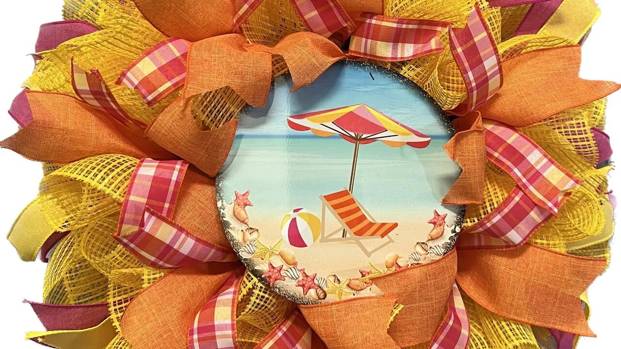 Beach Deco Mesh Wreath using Single Roll of Mesh| Hard Working Mom |How to
