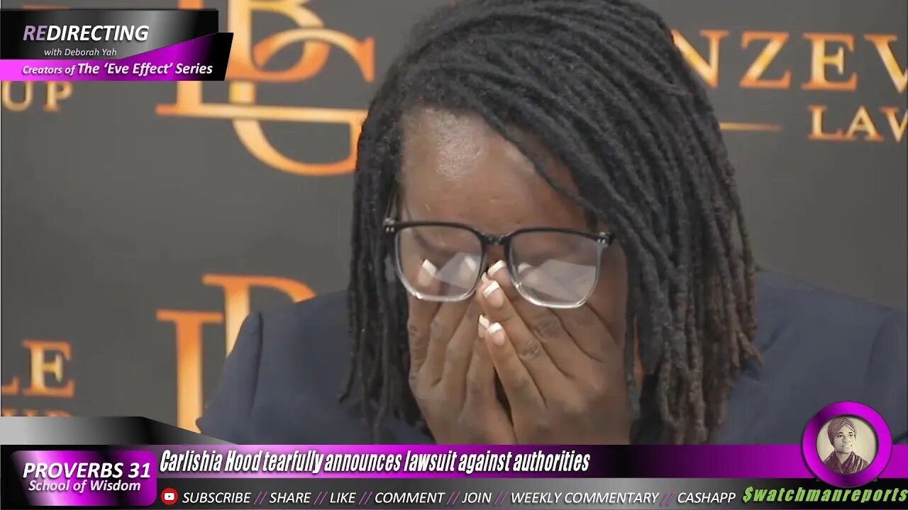 Carlishia Hood tearfully announces lawsuit against authorities